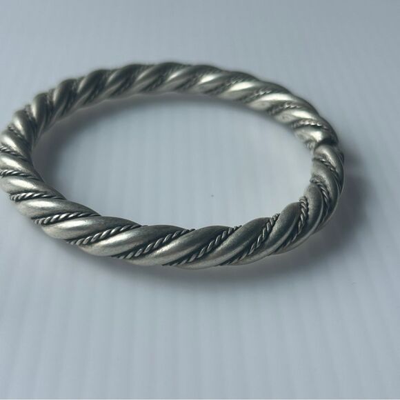 Silver Twisted Bangle Bracelet vintage Tibetan style Tibetan silver fits 15-18cm - Picture 2 of 5